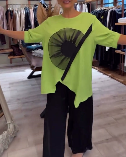 Floral Print Short-Sleeved Casual T-Shirt