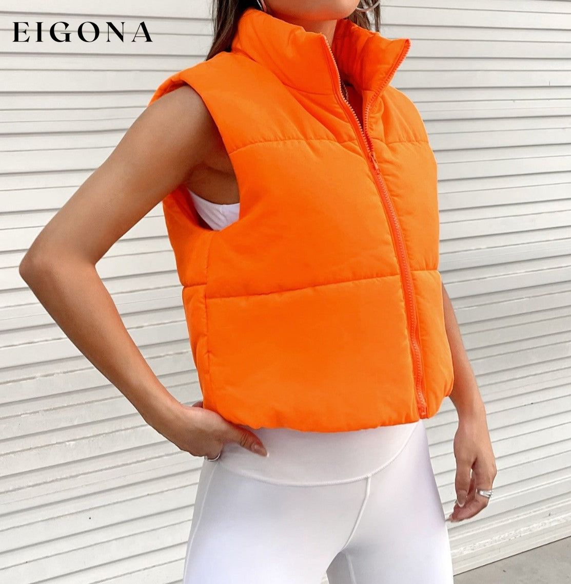 Zip-Up Puffer Vest clothes puff vest Q@M Ship From Overseas Shipping Delay 09/29/2023 - 10/03/2023 vest