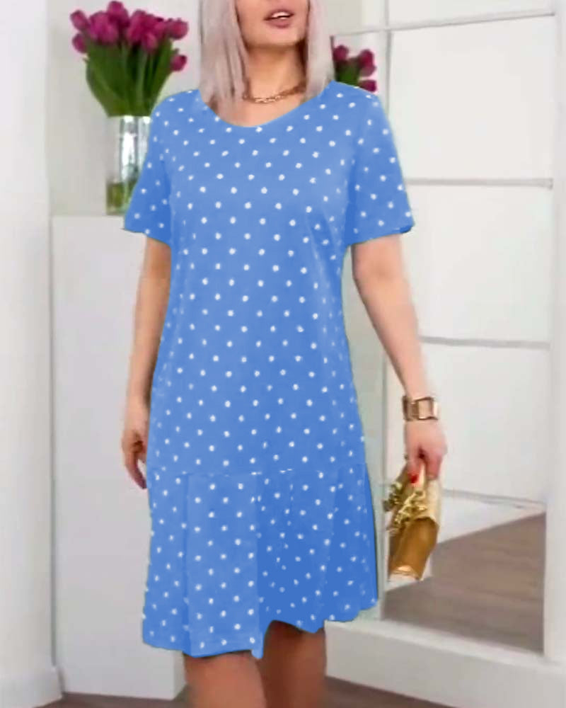 Polka dot print short sleeve casual dress casual dresses summer