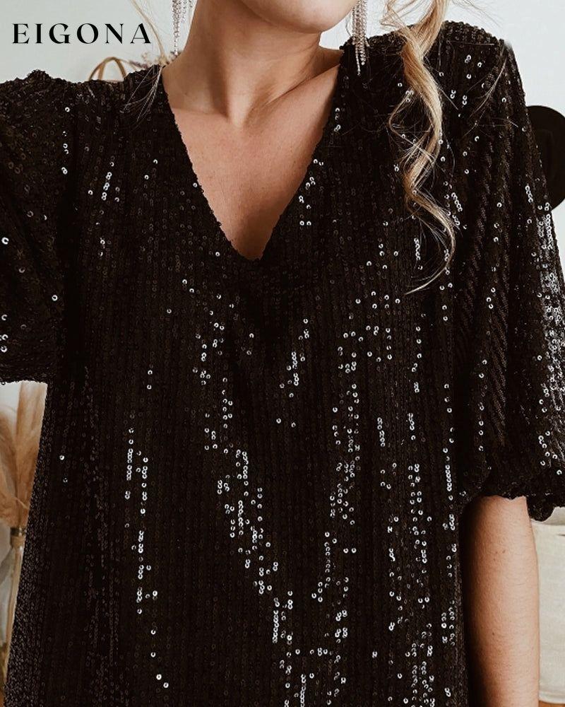 Sequin V-neck party Dress 2023 f/w 23BF Christmas Clothes Dresses Evening Dresses party dresses