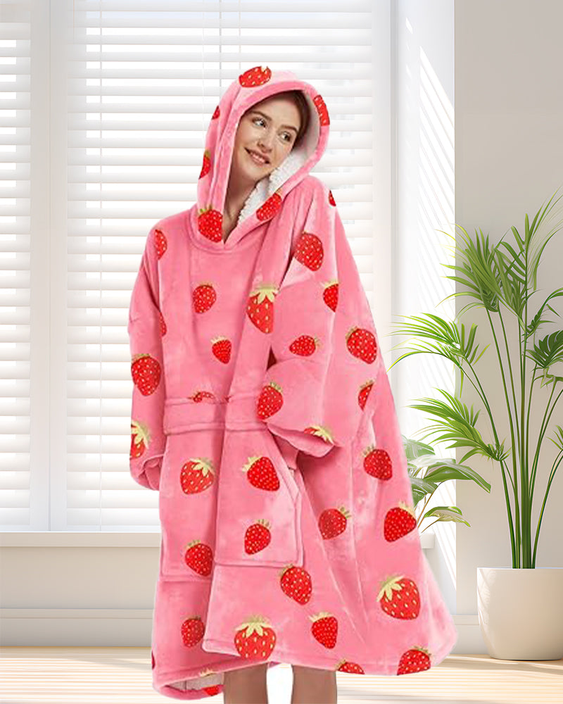 Oversized strawberry print blanket Hoodie Blanket Hoodies