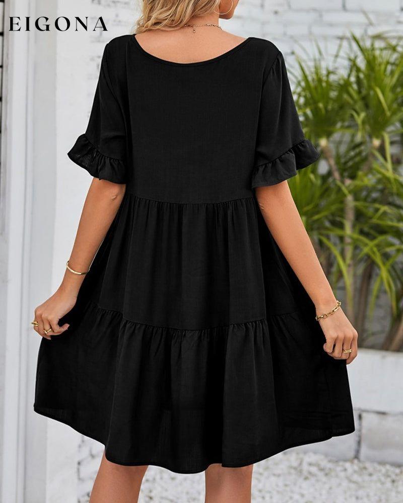 V-neck Dress with Ruffle Sleeves 23BF Casual Dresses Clothes Dresses Summer