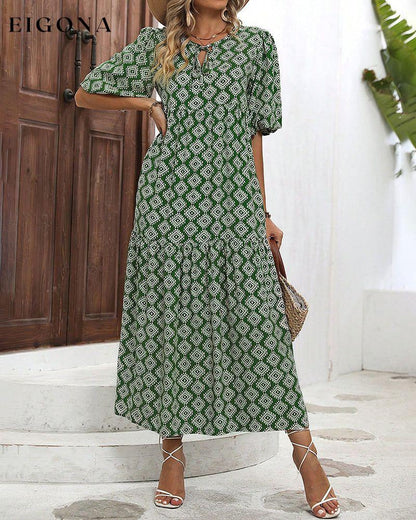 Vintage geometric print long dress 23BF Casual Dresses Clothes Dresses SALE Spring Summer