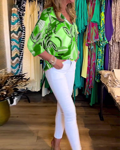 Blusa Estampada Solta Manga Longa