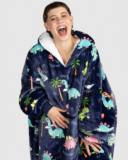 Dinosaur print loose blanket hoodie 2024 f/w Blanket Hoodies