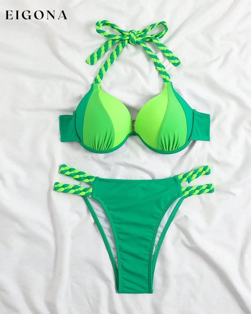 Colorblock halterneck bikini set bikinis discount summer