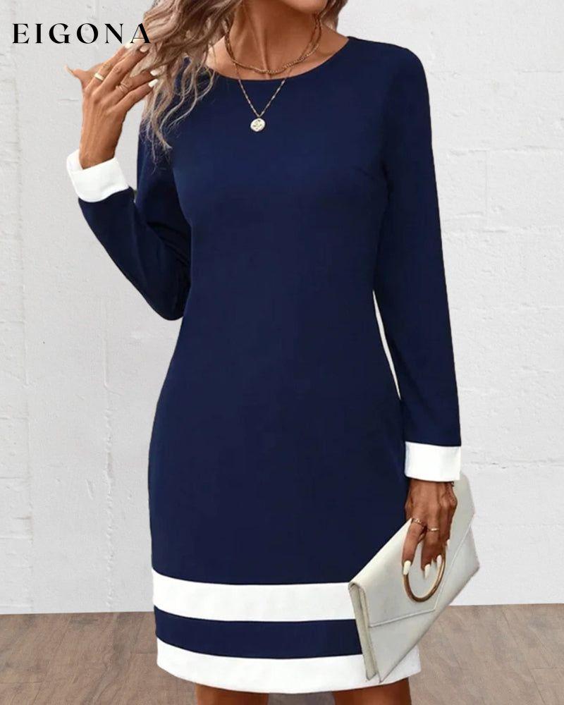 Round neck color block Dress 2023 f/w 23BF casual dresses Clothes Dresses spring