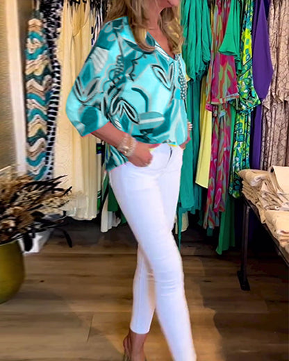 Blusa Estampada Solta Manga Longa