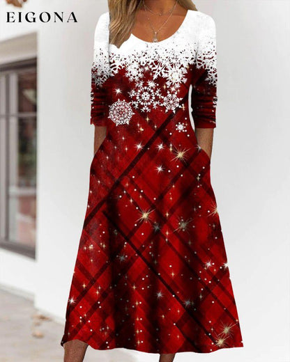 Snowflake print midi dress 2022 f/w 23BF casual dresses christmas Clothes