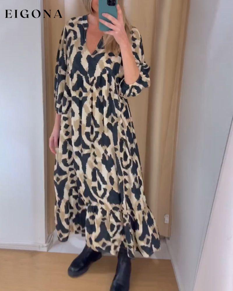 V-neck printed casual long dress 2023 f/w 23BF casual dresses Clothes Dresses spring summer