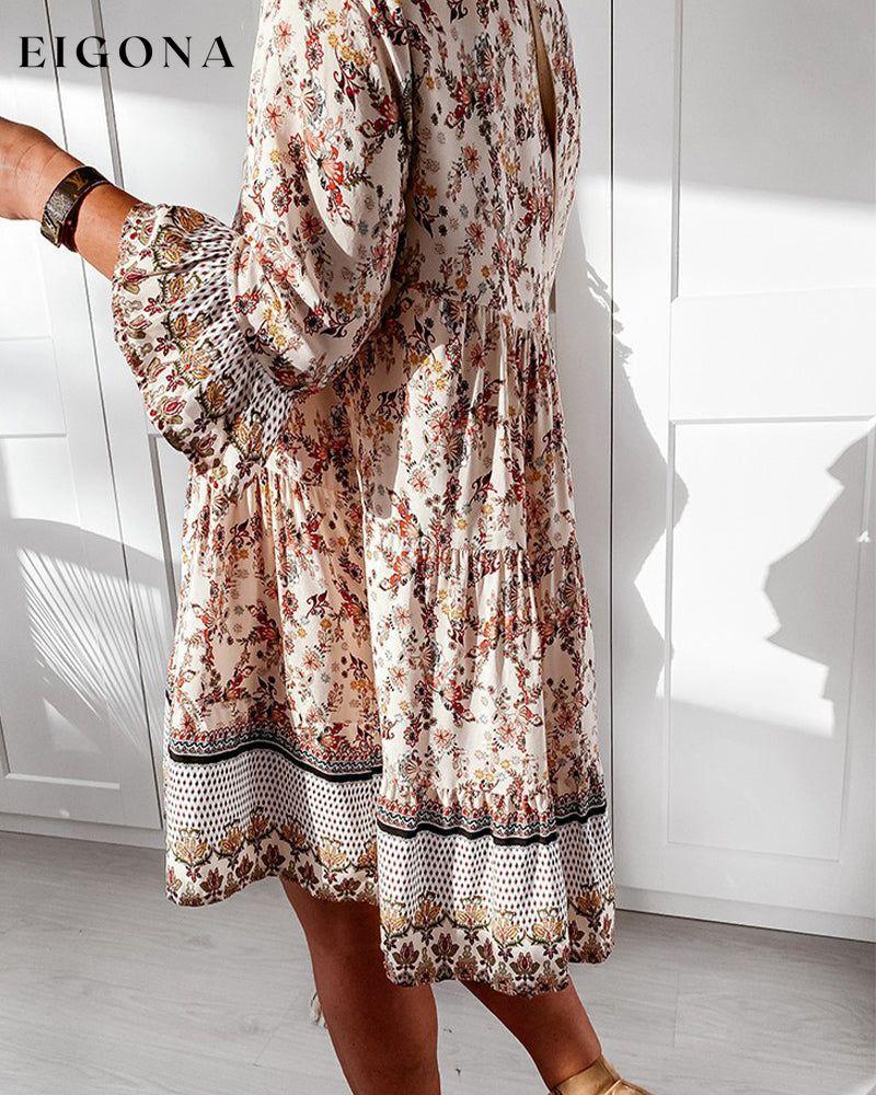 Floral print bell sleeve dress 23BF Casual Dresses Clothes Dresses Spring Summer