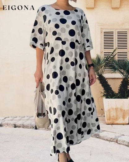 Round Neck Polka Dot Print Dress Casual Dresses Clothes Dresses SALE Spring Summer