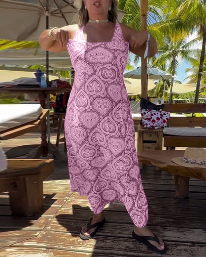 Strapless Heart Holiday Print Swimsuit