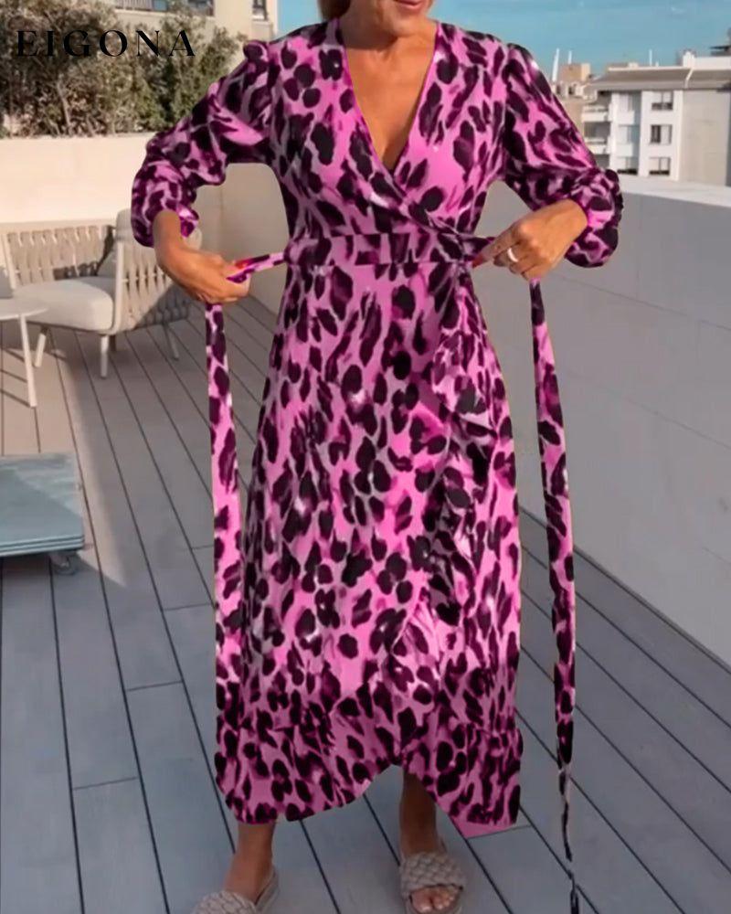 V Neck Leopard Printed Dress 2023 F/W 23BF casual dresses Clothes Dresses Spring Vacation Dresses