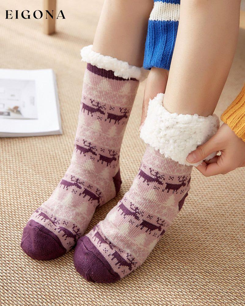 Christmas elk snow socks Purple 23BF ACCESSORIES christmas Clothes