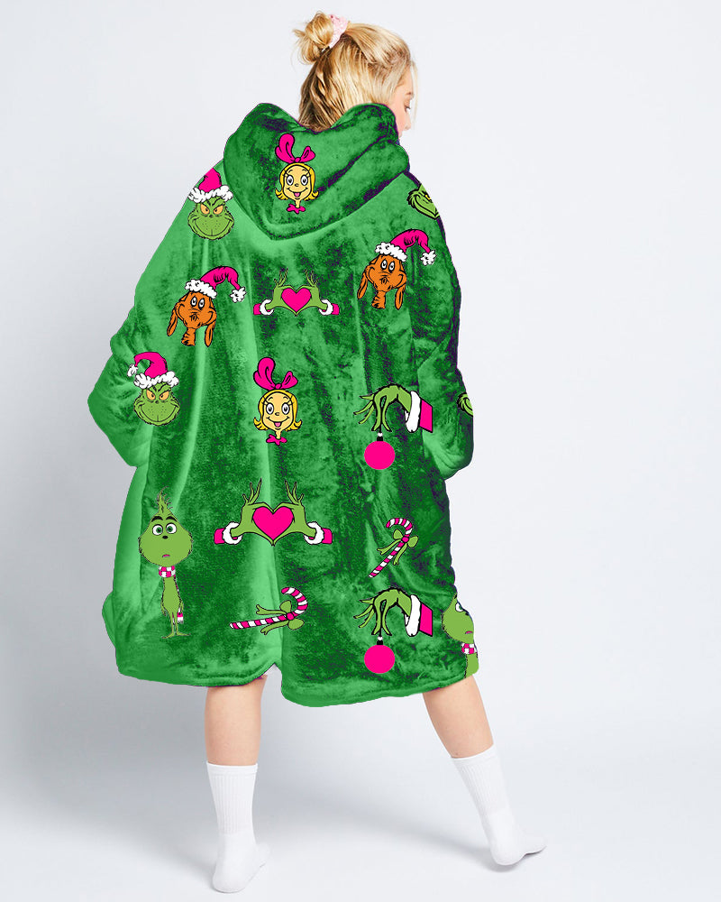 Grinch print loose blanket hoodie 2024 F/W Blanket Hoodies