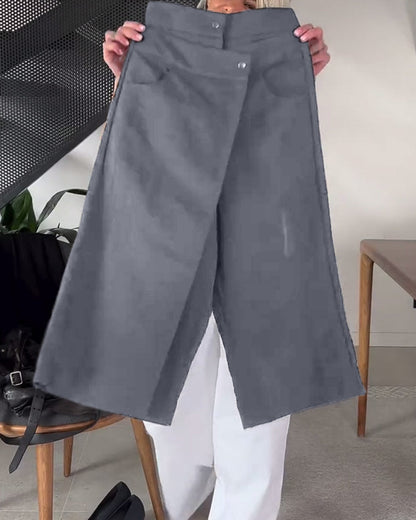 Pantalon décontracté asymétrique simple de couleur unie