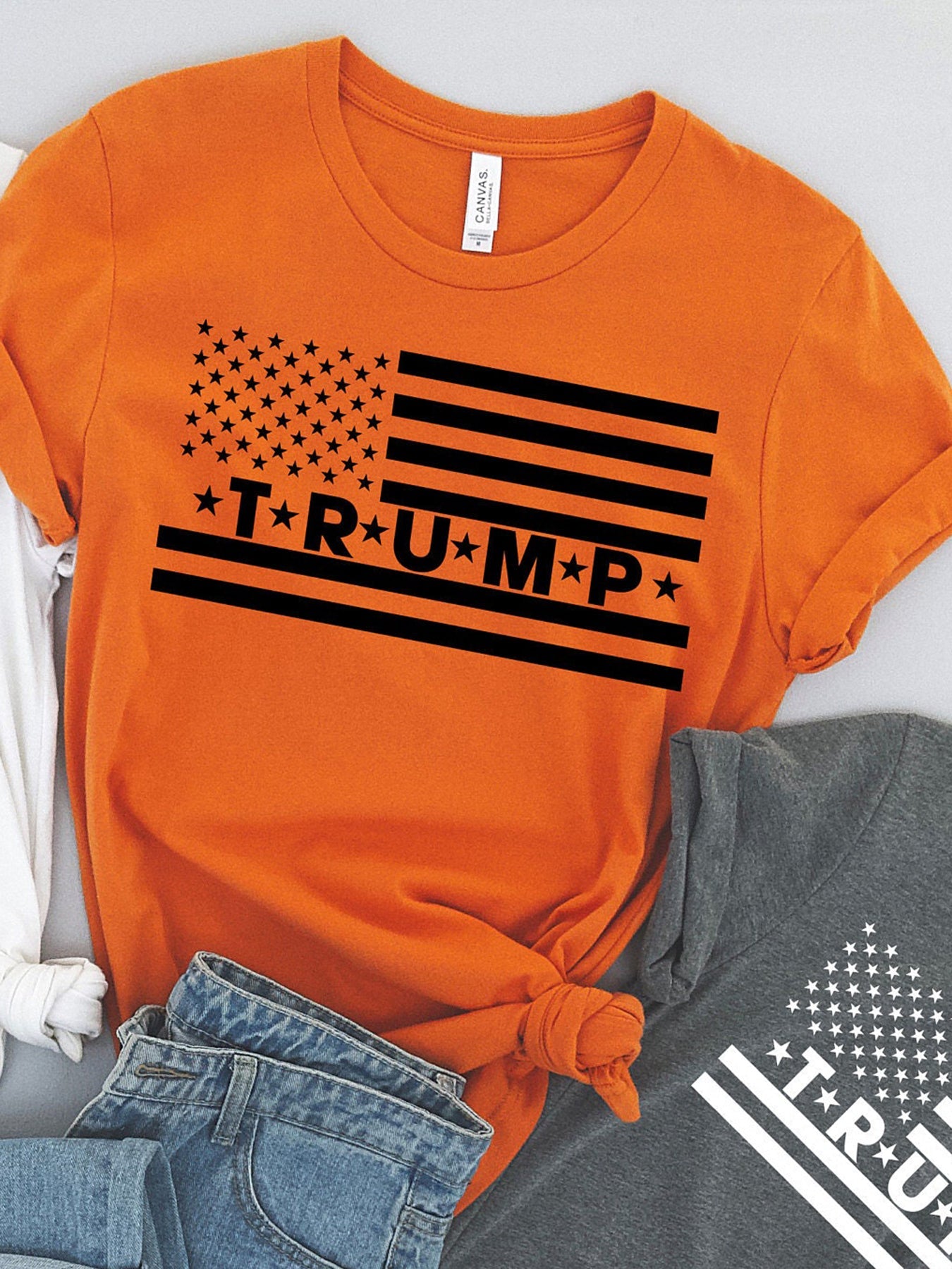 Trump letter and star print T-shirt 2024 f/w faith & slogan spring summer t-shirts