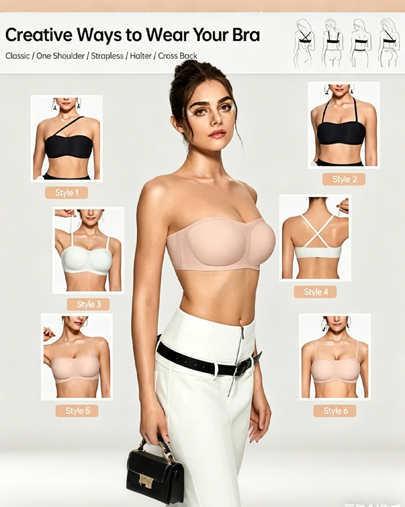Strapless Solid Color Push-Up Bra
