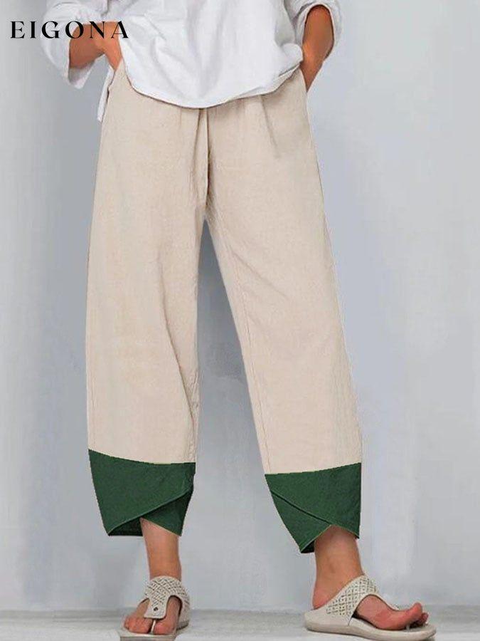 Contrast Design Casual Mid-Length Pants bottom