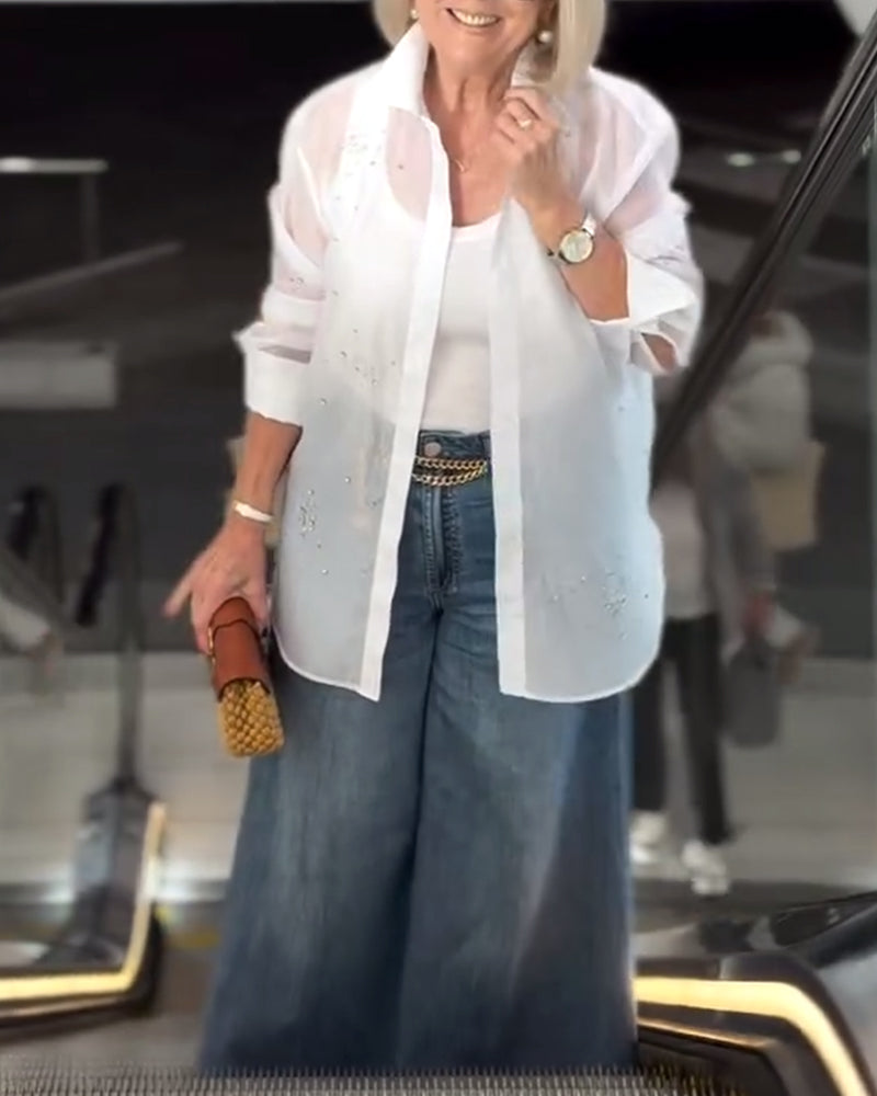 Solid Color Fashionable Lapel Shirt