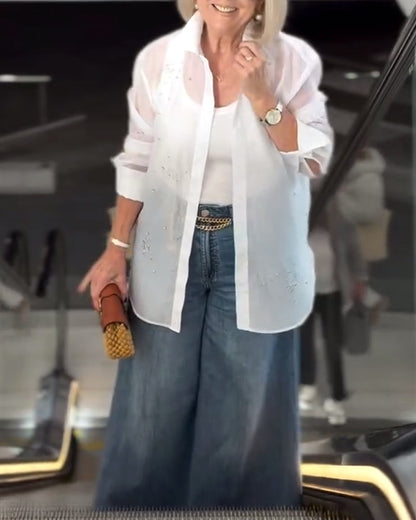 Solid Color Fashionable Lapel Shirt