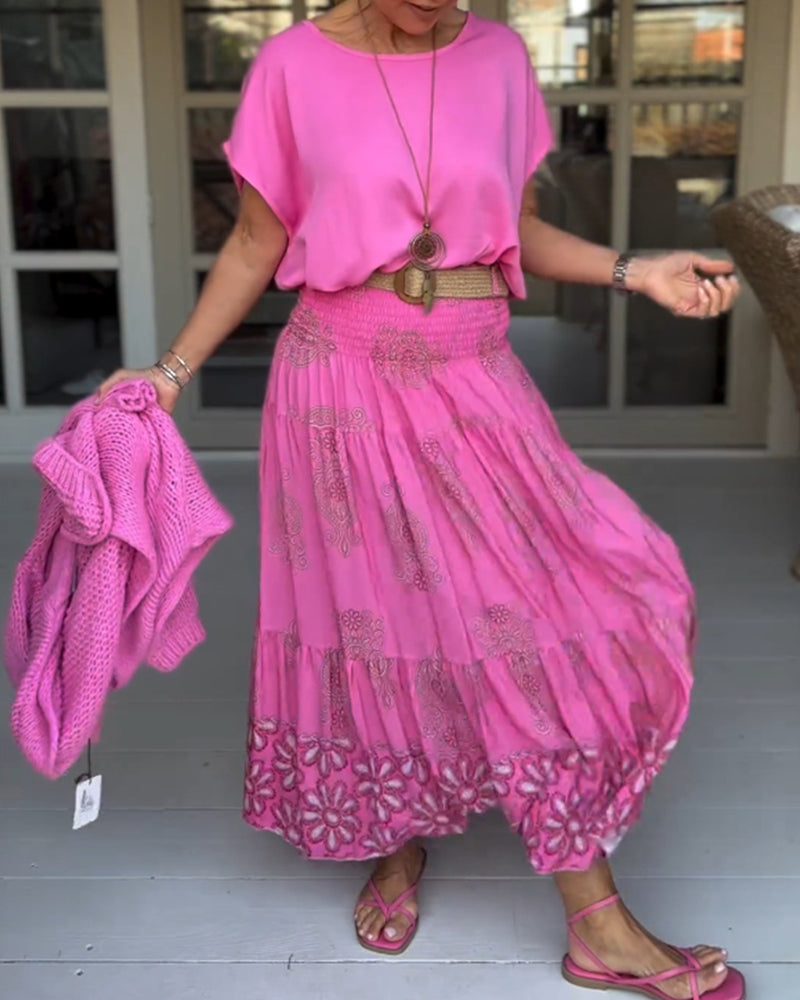 Gonna a pieghe patchwork colorato