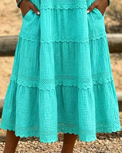 Short Sleeve Pocket Long Dress