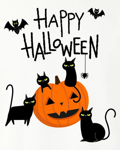 Happy Halloween Kitties Standard Tee White 2024 f/w halloween spring summer t-shirts