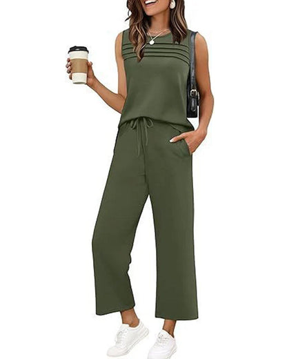 Pleated Vest Top Two-Piece Set