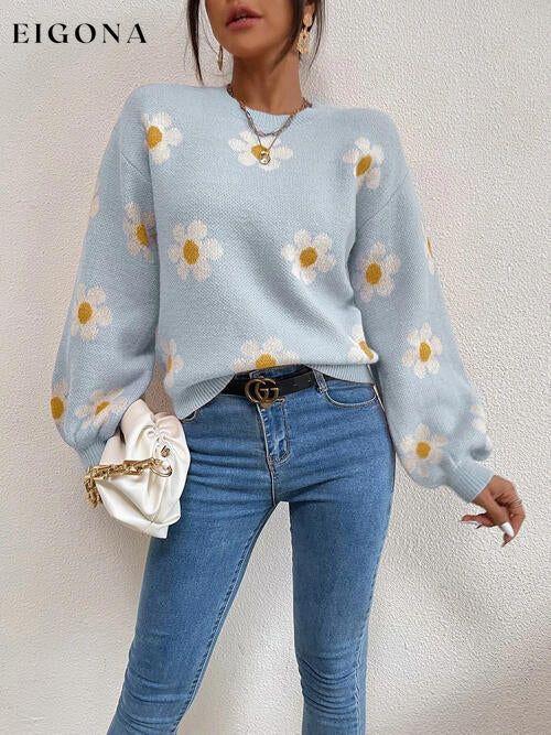 Flower Round Neck Latern Sleeve Sweater clothes Ship From Overseas sweater sweaters Sweatshirt X.W