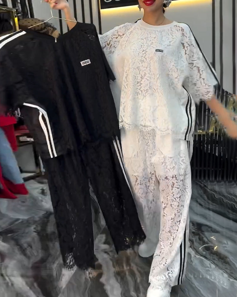 Fashionable Lace - Spliced Suit