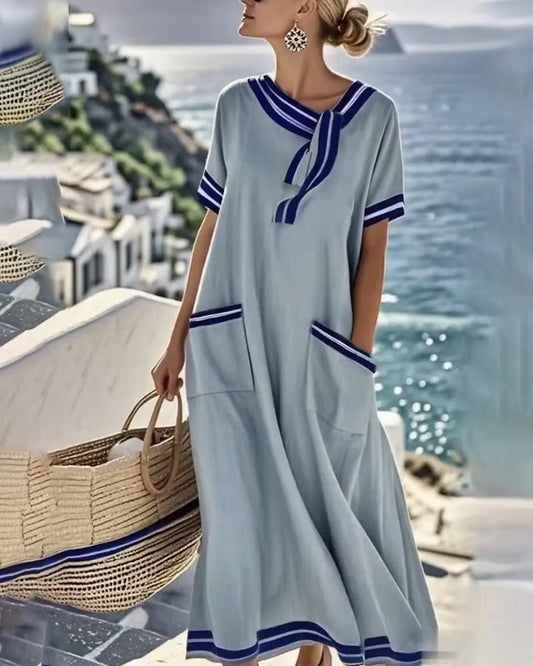 Abito casual con nastri a contrasto