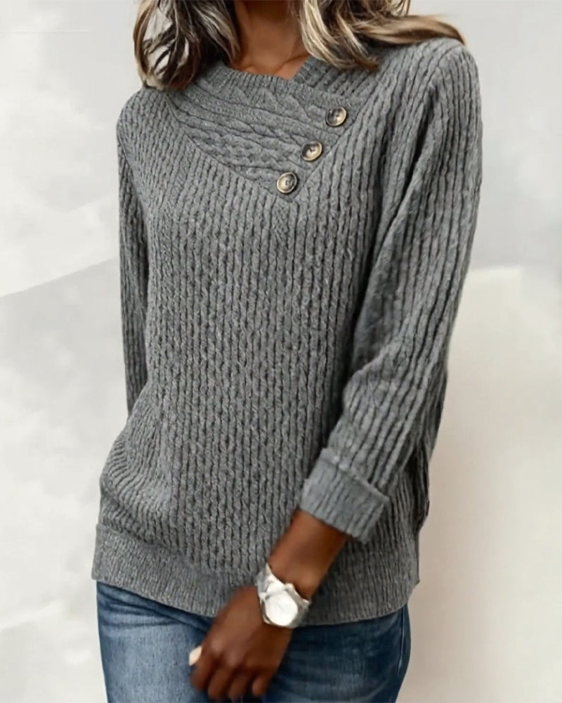 Casual Long-Sleeved Solid Color Sweatshirt