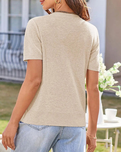 Short Sleeve V-Neck Cardigan