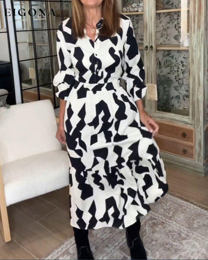 Printed long sleeve casual maxi dress 2023 f/w 23BF casual dresses Clothes Dresses spring