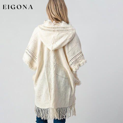 Fringed Crochet Buttoned Hooded Throw Over Poncho clothes Romantichut Ship From Overseas sweater sweaters