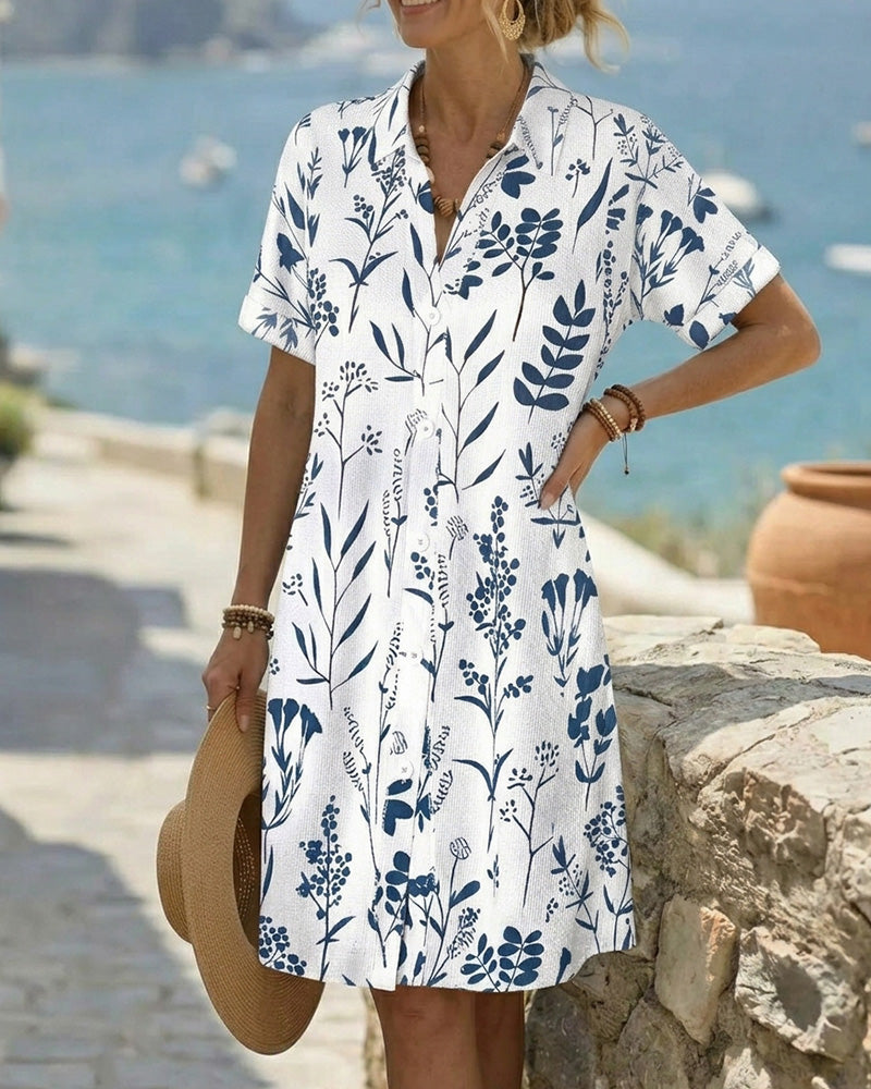 Fresh Botanical Print A-Line Dress