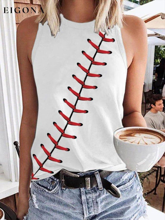 Retro Baseball Lace Print Tank Top