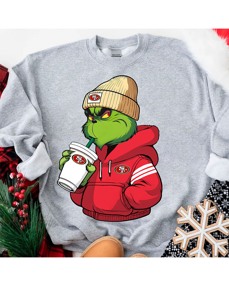 The Grinch Boy San Francisco 49ers Printed Sweatshirt 2024 f/w Christmas Grinch sweatshirts