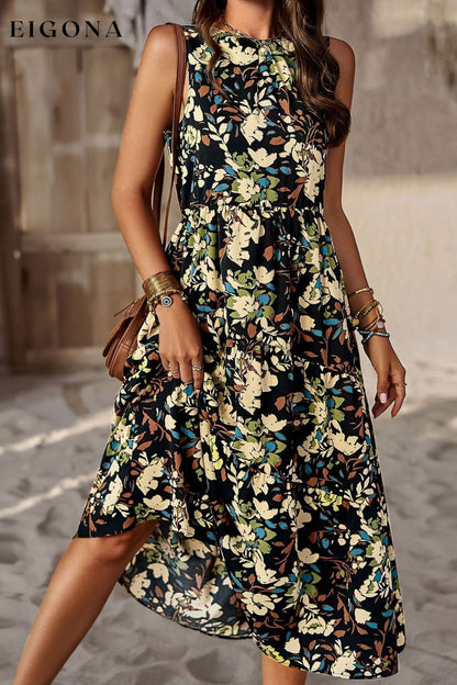 Printed Sleeveless Midi Dress with Pocket casual dress casual dresses clothes dress dresses DY midi dress midi dresses Ship From Overseas