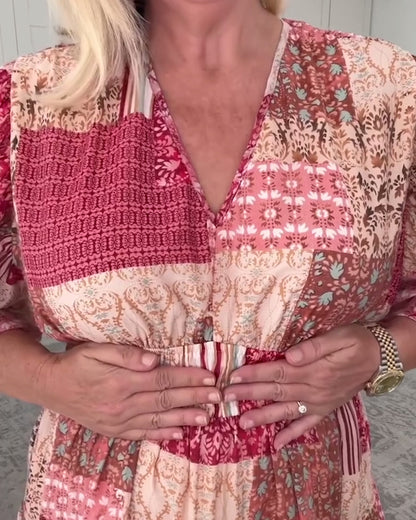 Oversize-Kleid mit Puffärmeln und Print