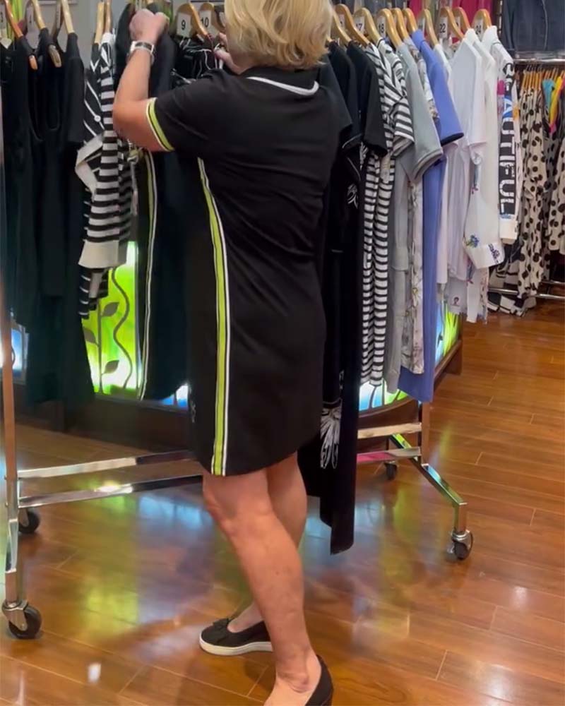 Etuikleid mit Revers und Kontrast-Krawatte