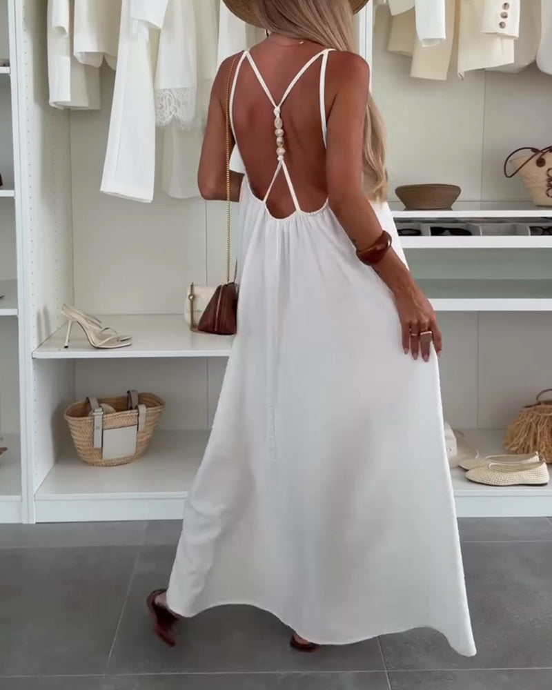 Backless Cami Vacation Maxi Dress