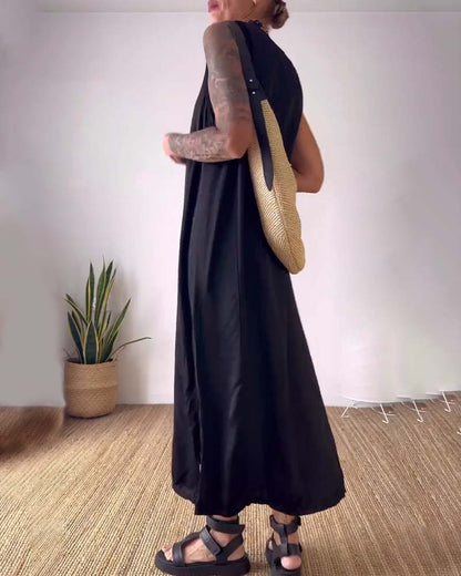 Abito senza maniche con spacco tinta unita temperamento