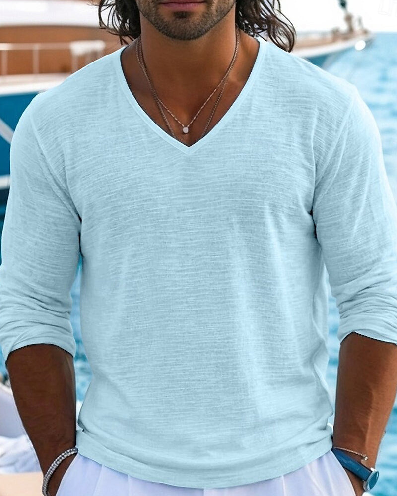 Men's V-Neck Long Sleeve Top