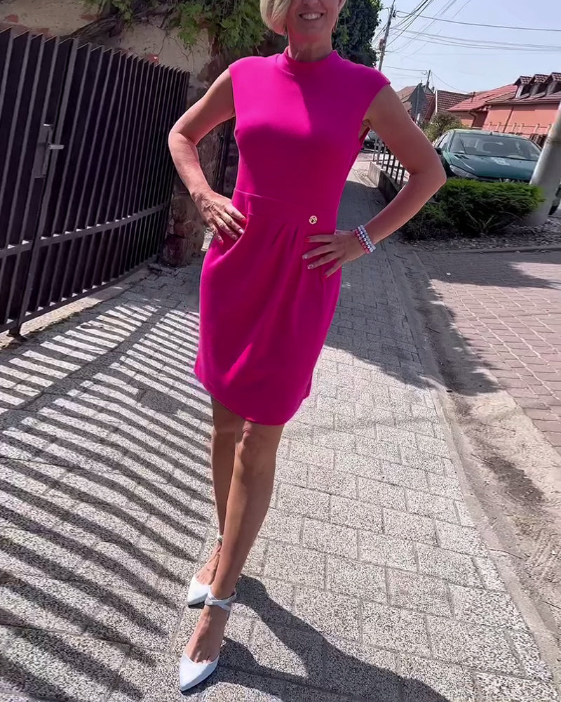 Half Turtleneck Short Sleeve Dress