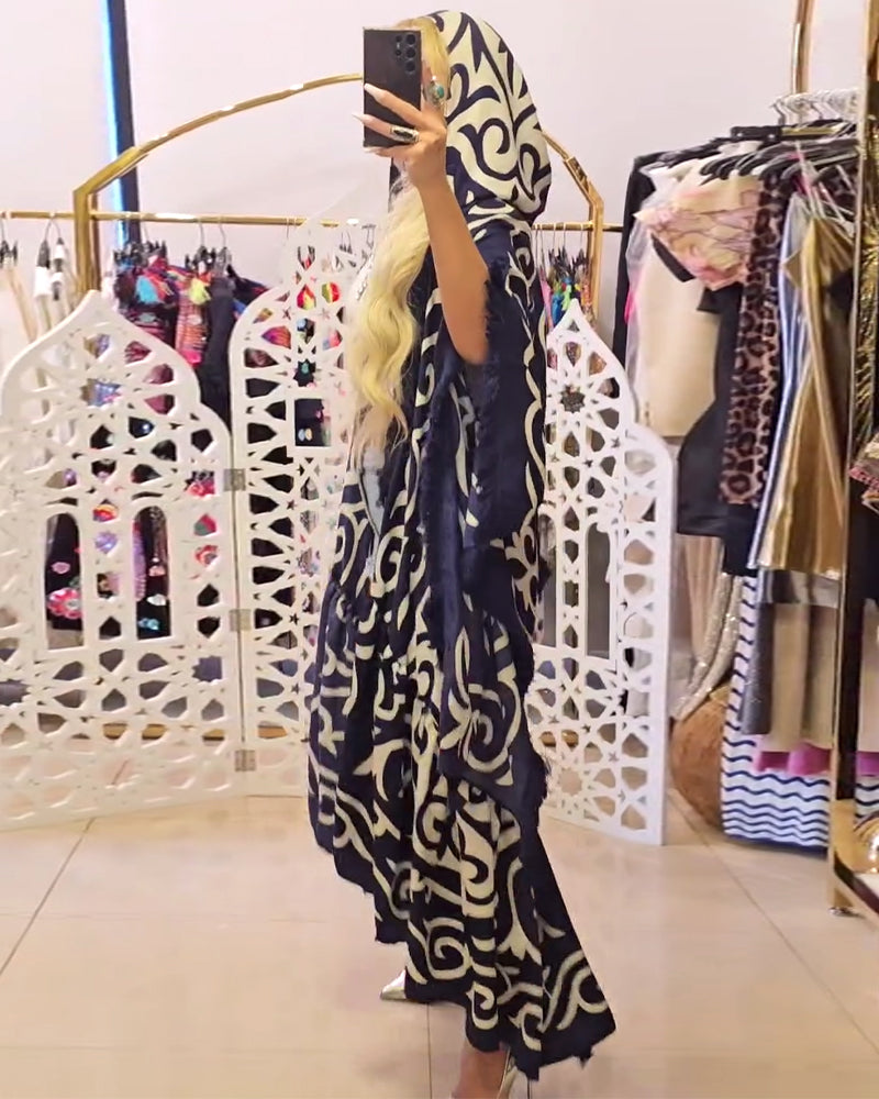 Irregular Print Long Coat