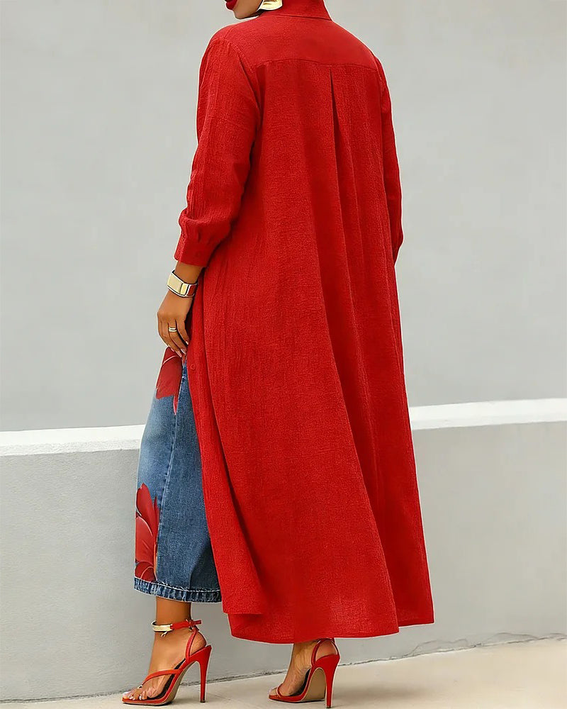 Stylish Long-Sleeve Shirt Dress