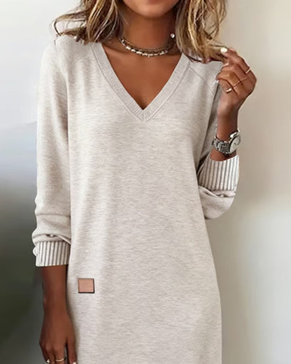 V-Neck Stylish Sweater Dress
